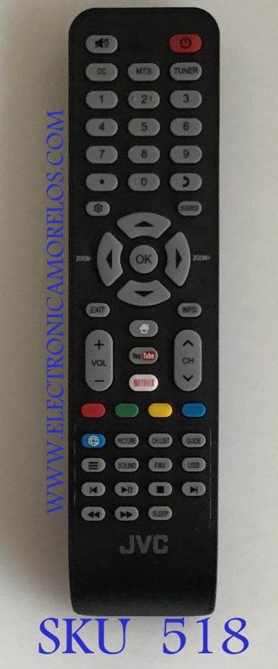 CONTROL REMOTO JVC SMART TV / 06-519W37-TY01X / DH1709096352 / YC-53-3 / MODELOS 43D1620 / 49D1620 / 55D1620